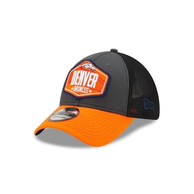 Grey Denver Broncos Hat - New Era NFL NFL Draft 39THIRTY Stretch Fit Caps USA9635840